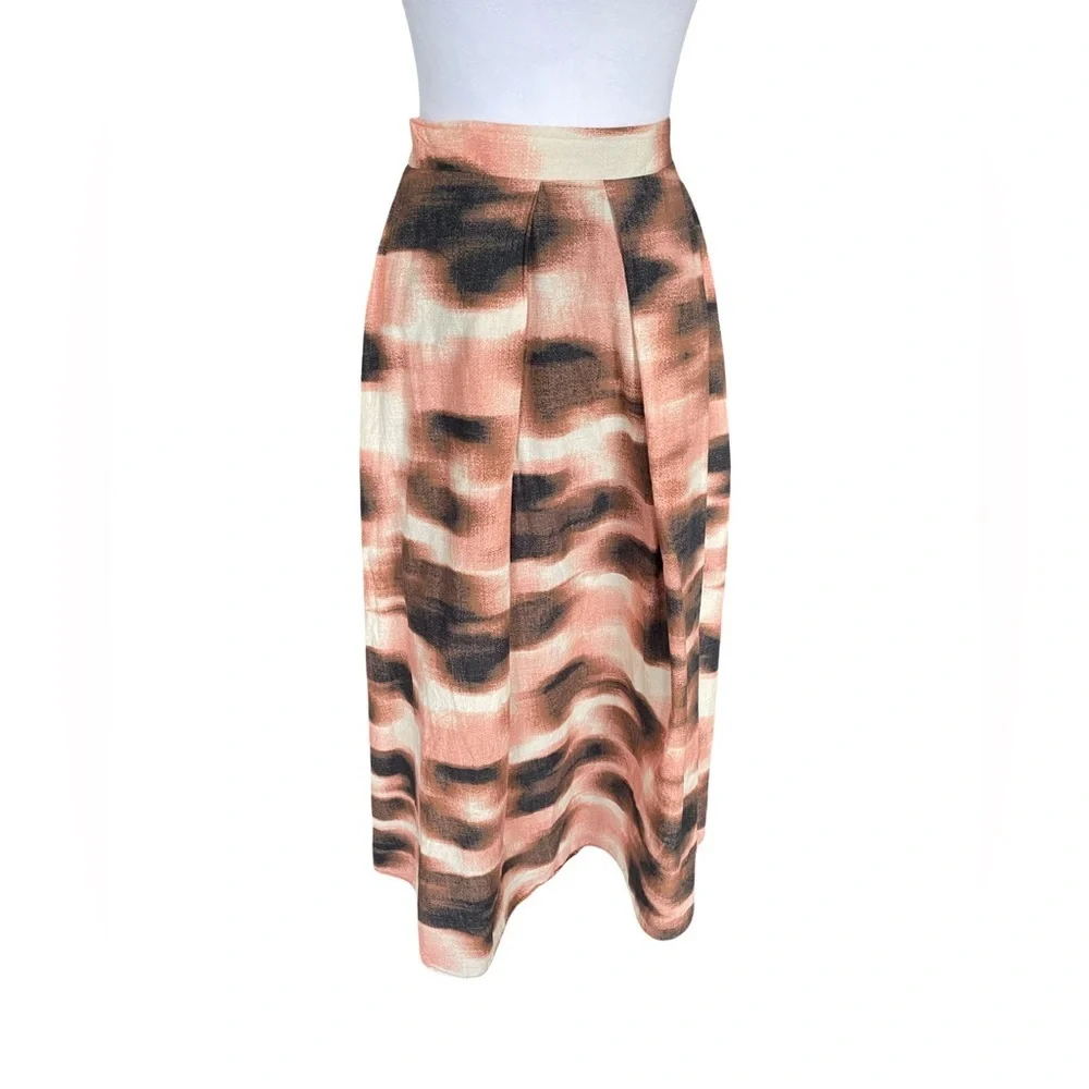 DKNY Abstract Print A-Line Cotton Maxi Skirt Womens Size XL